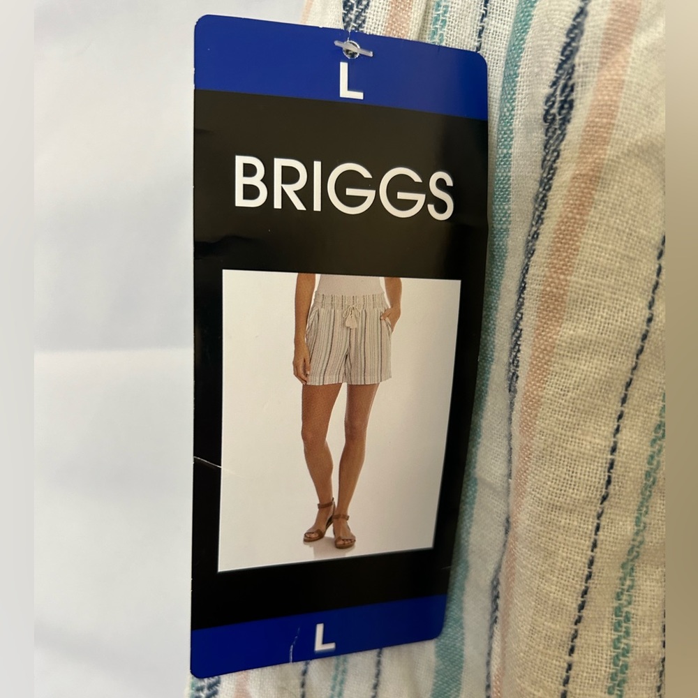 NWT Women's Briggs Striped Shorts with Draw Tie Waist - Size Large - Picture 5 of 5